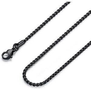 Unisex 2mm wide-stainless steel Stainless Steel Black Rolo Cable Chain Necklace